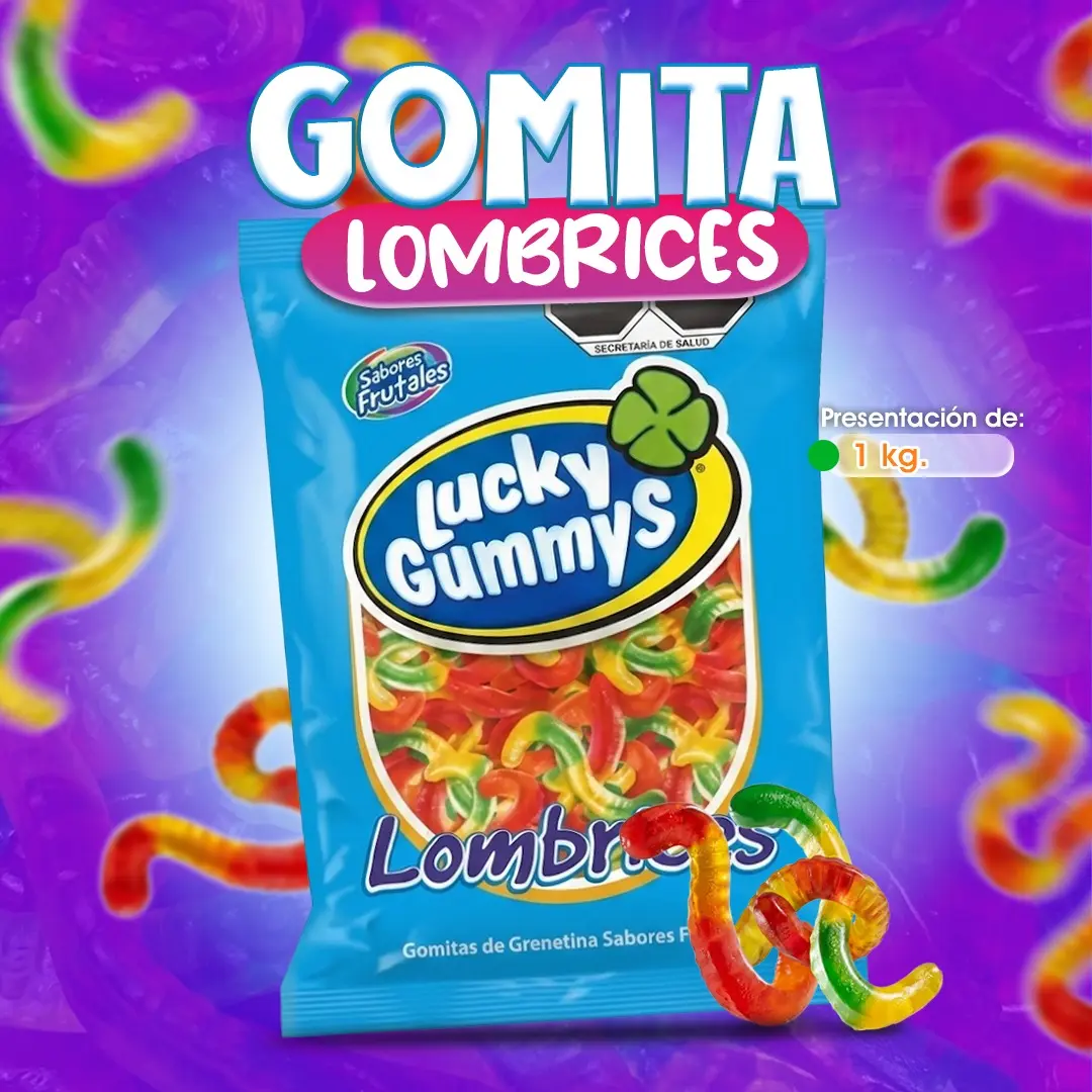 Gomitas azucaradas de lombrices por kilo sabor frutal