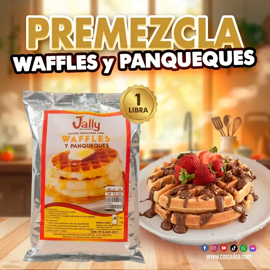 Premezcla para Waffles y Panqueques esponjosos.
