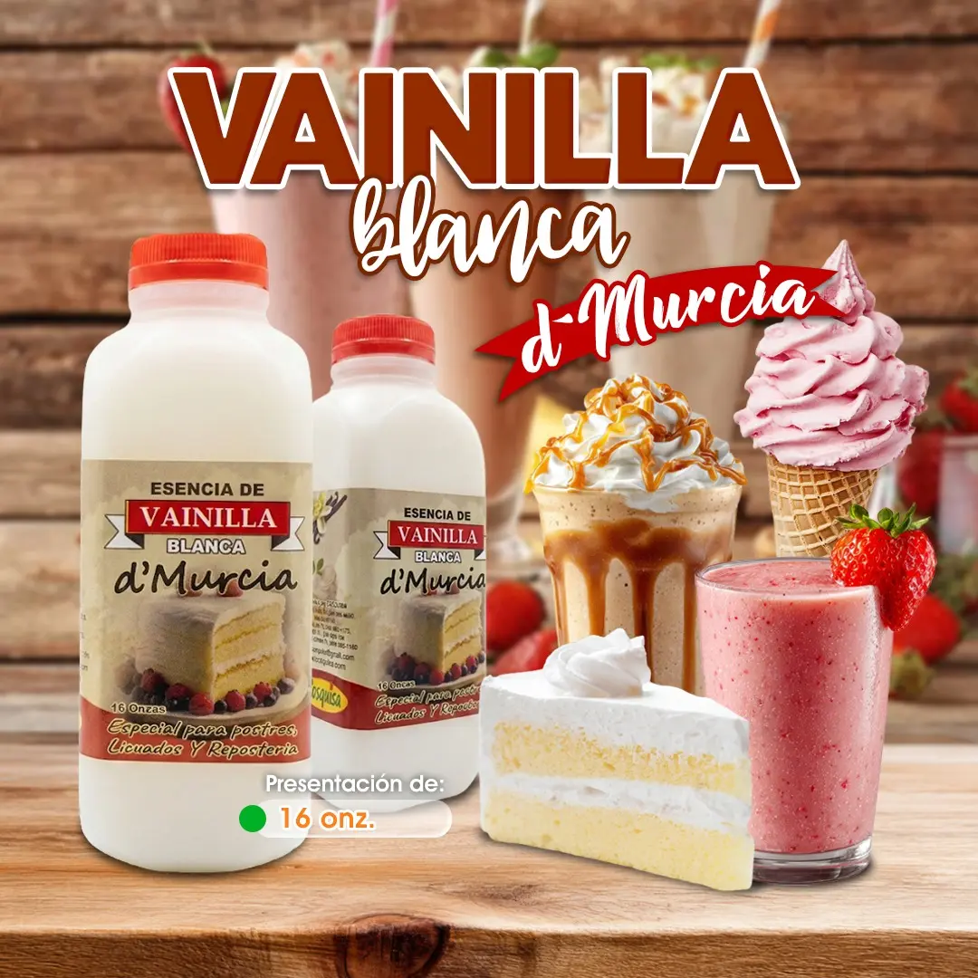 Vainilla blanca D Murcia para repostería, panadería, pastelería y preparación de postres