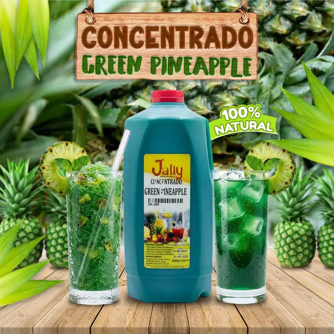 Concentrado de Green Pineapple para preparar bebidas, granitas, paletas y helados con intenso sabor tropical