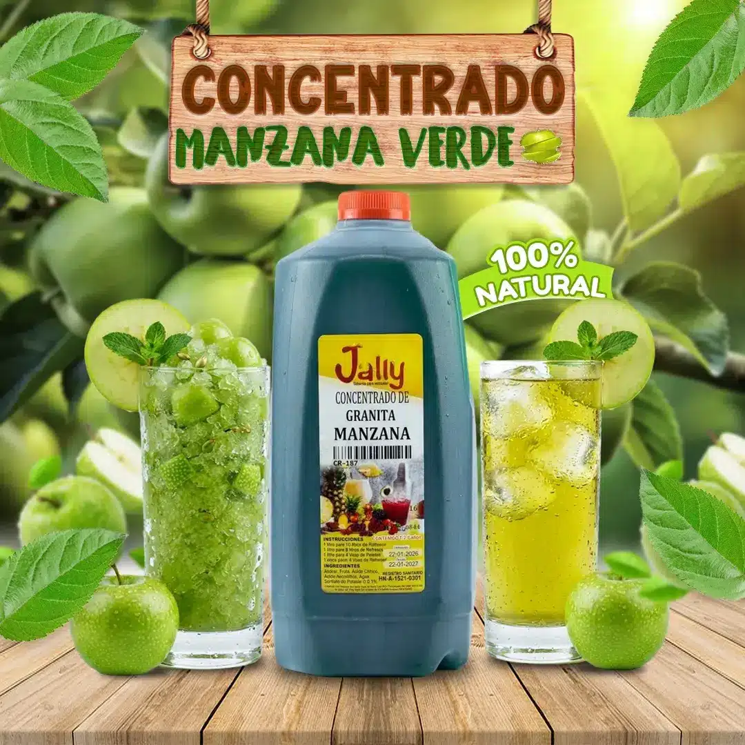 Concentrado de Manzana para preparar bebidas, granitas, paletas y helados con intenso sabor tropical