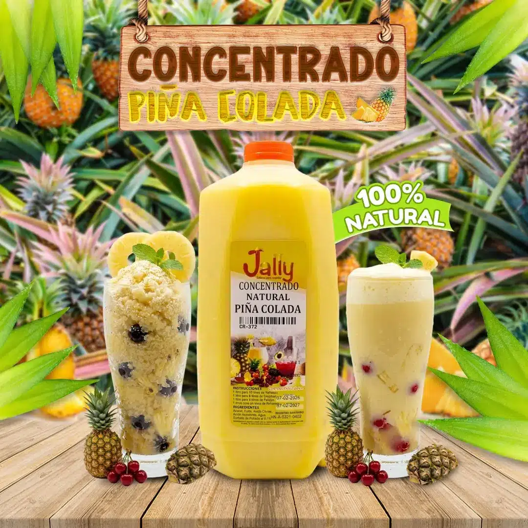 Concentrado de piña colada para preparar bebidas, granitas, paletas y helados con intenso sabor tropical