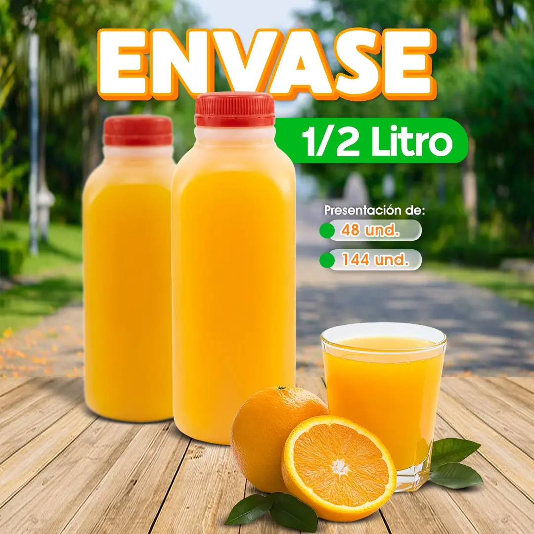 Envase plástico de medio litro para almacenamiento y venta de líquidos alimenticios, concentrados, jugos y salsas para negocios de alimentos en Honduras.