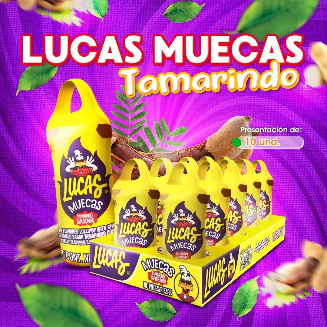 Lucas Muecas sabor tamarindo en paquete unidades para venta en Honduras