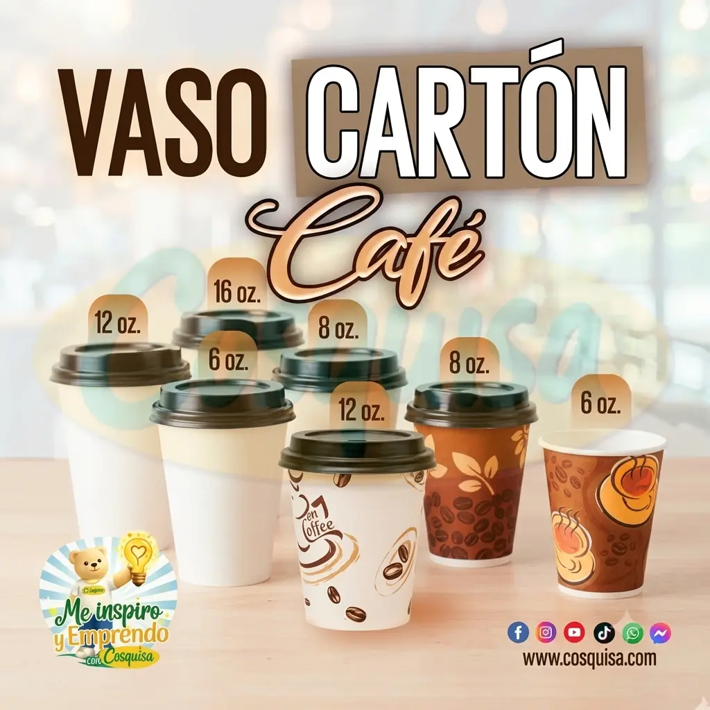 Vaso de cartpon para cafe color blanco y con dise;o.
