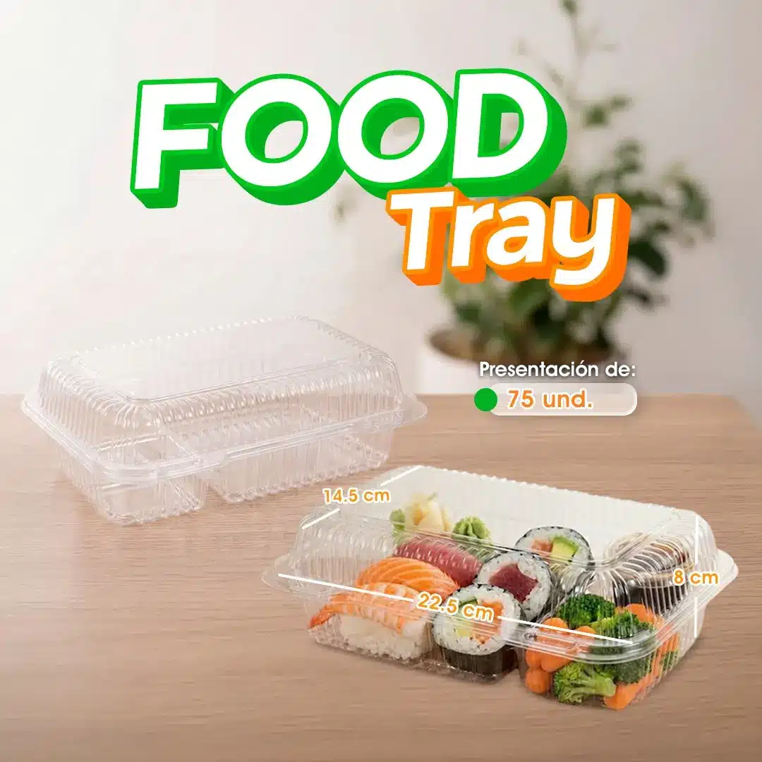 Bandeja Food Tray transparente PET para alimentos
