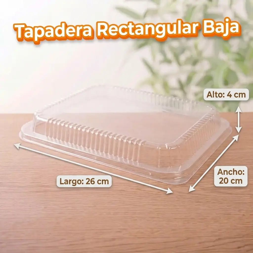 Tapadera rectangular baja para bandejas de aluminio