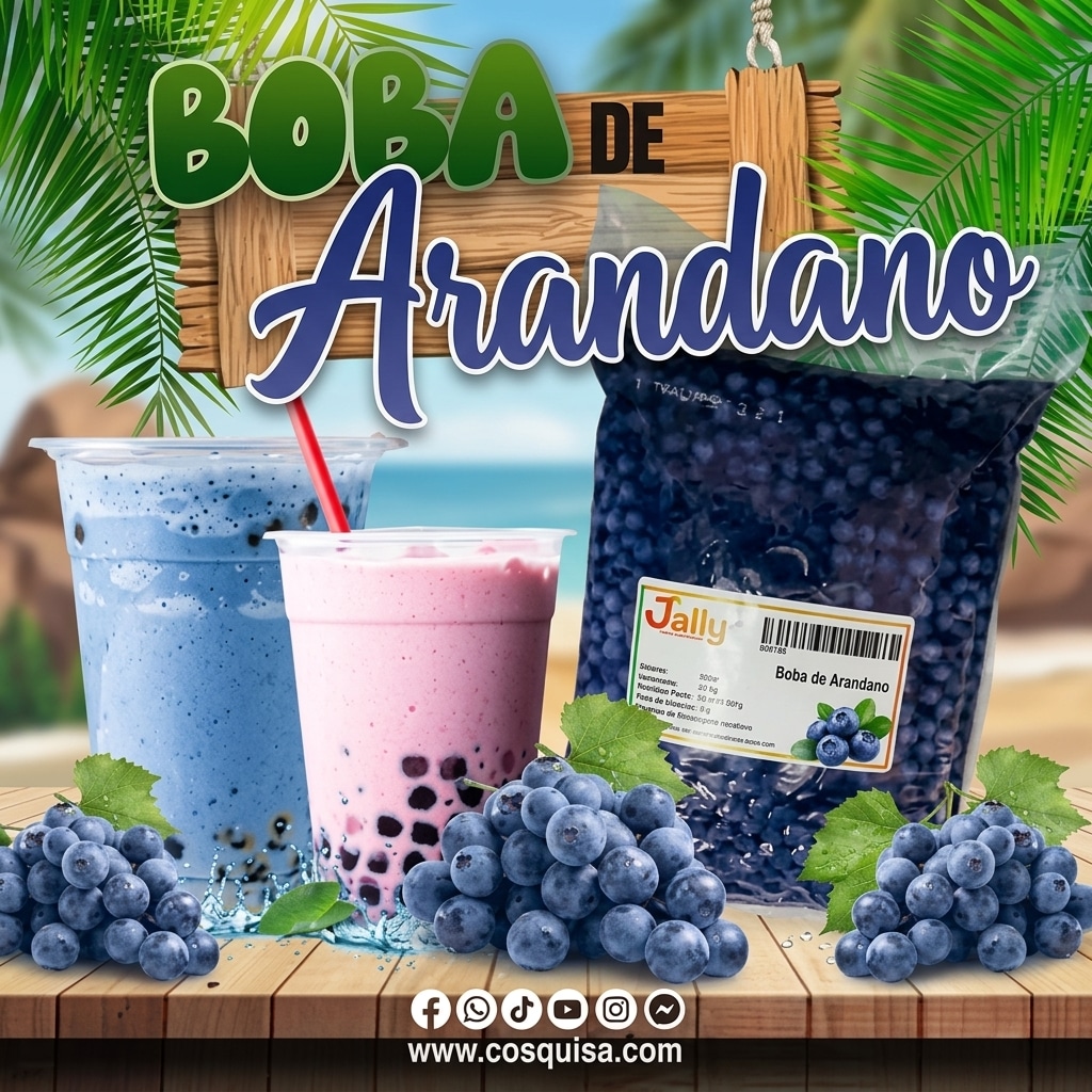 Bobas de arándano Jally para bubble tea y bebidas
