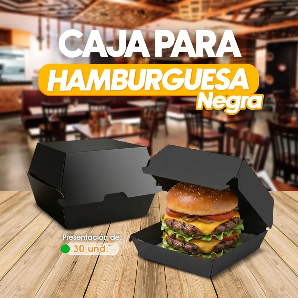 Caja negra para hamburguesa y comida para llevar