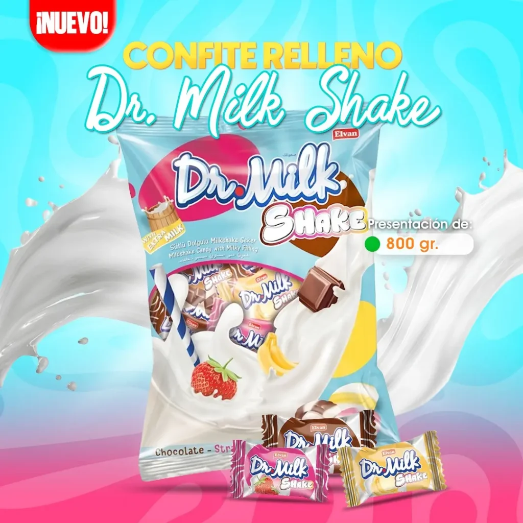 Confite relleno Dr. Milk Shake en Cosquisa Honduras