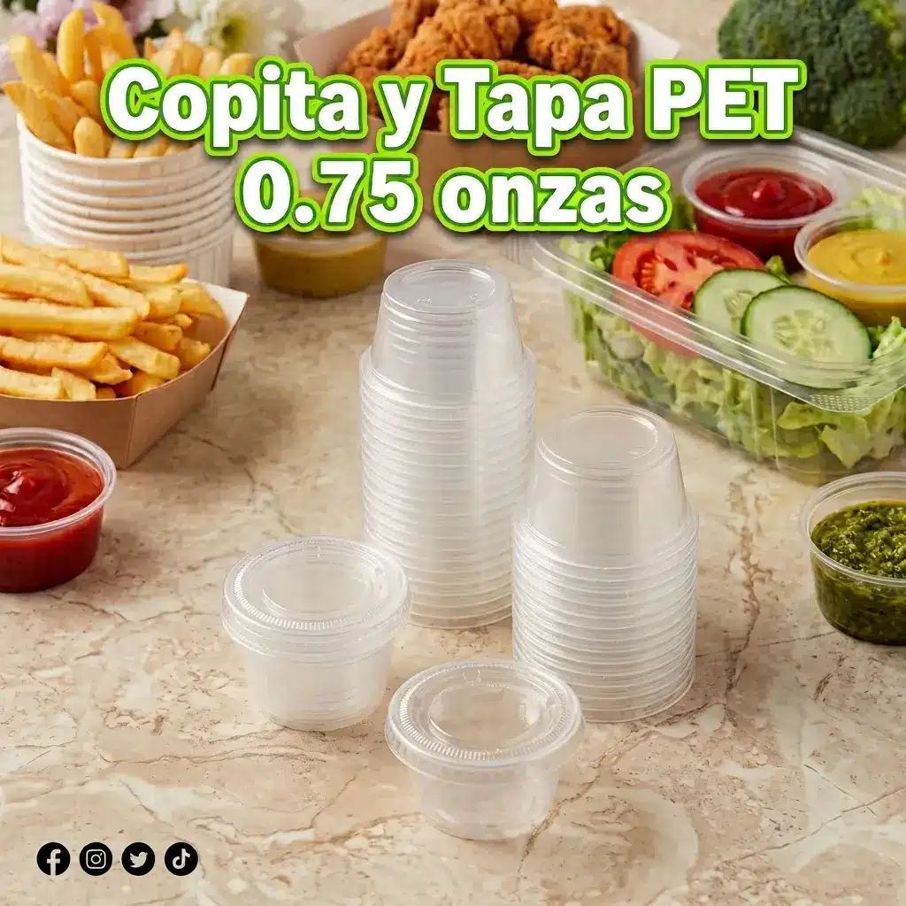Copita y tapa PET 0.75 onzas para salsas | Cosquisa Honduras