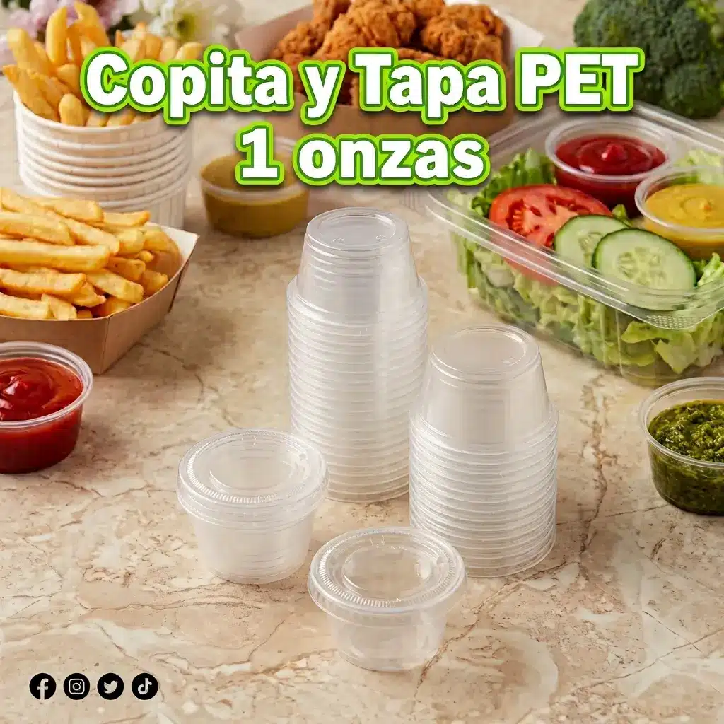 Copita y tapa PET 1 onzas para salsas | Cosquisa Honduras