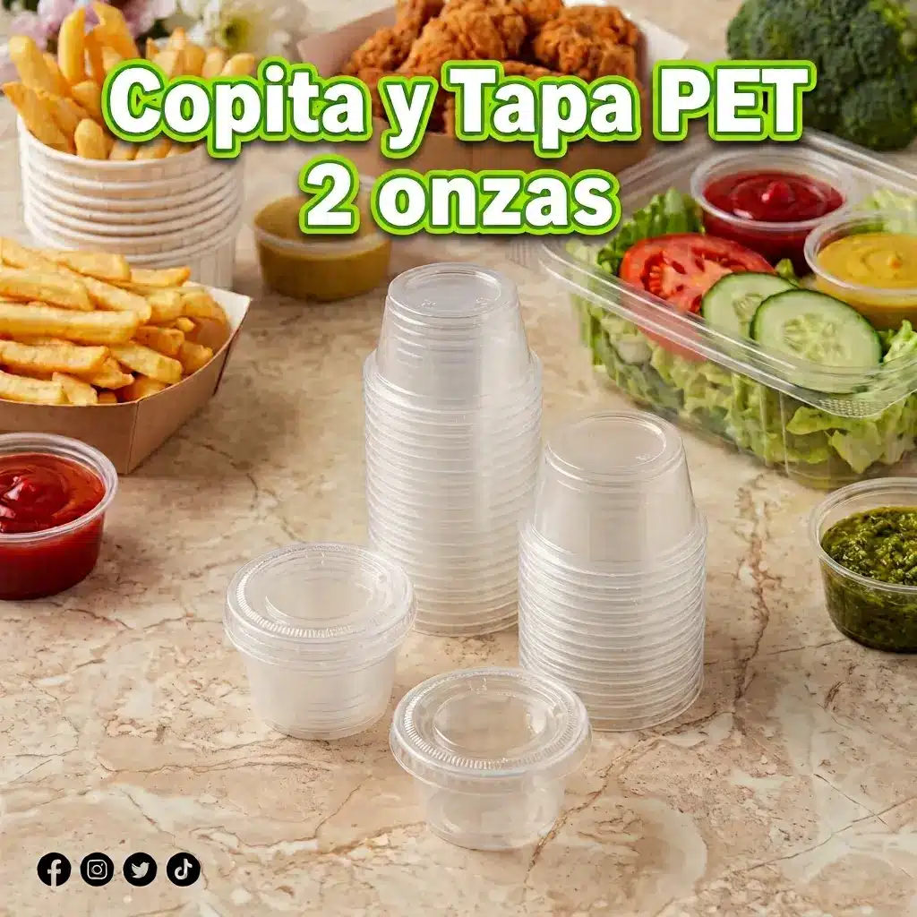 Copita y tapa PET 2 onzas para salsas | Cosquisa Honduras