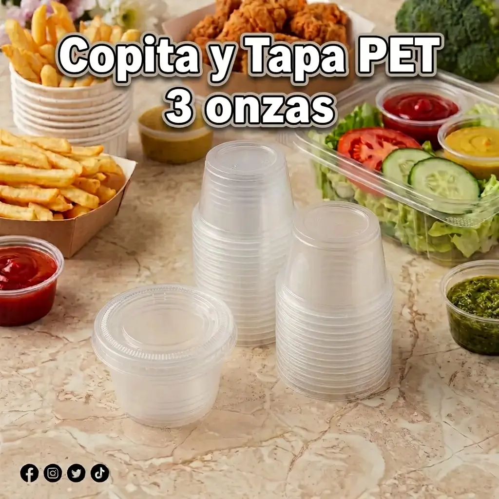 Copita y tapa PET 3 onzas para salsas | Cosquisa Honduras