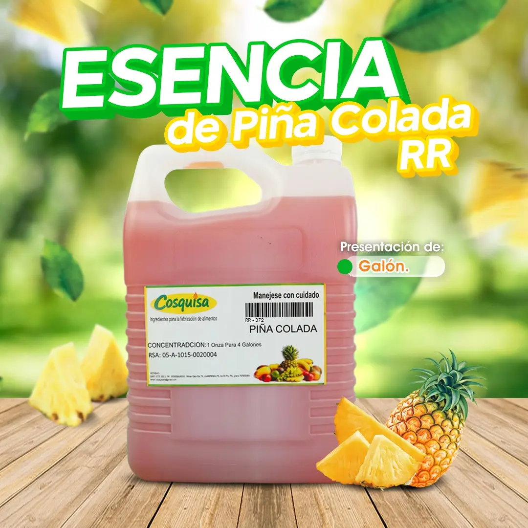 Galón de esencia de Piña Colada RR para elaborar juguitos/refrescos