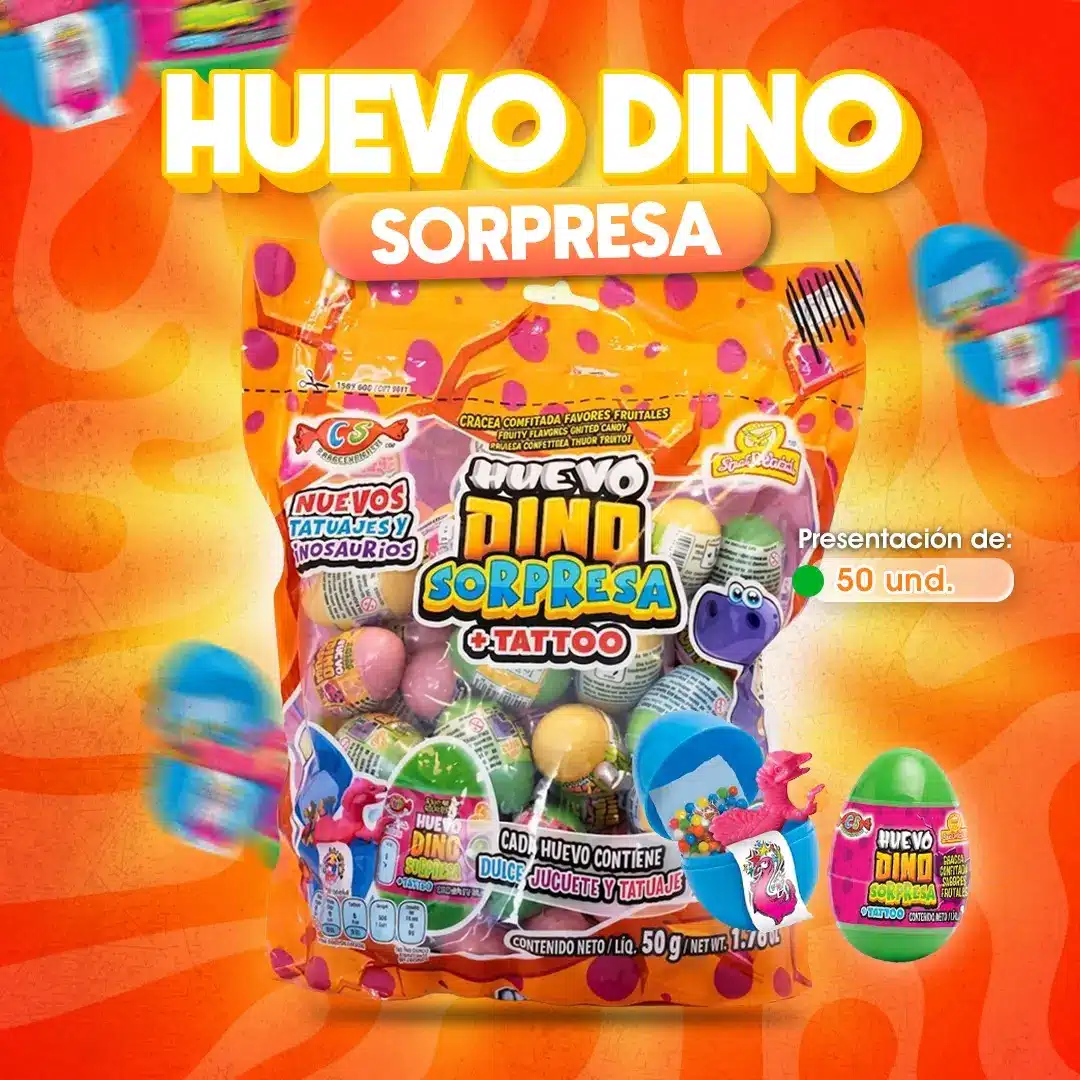 Huevos Dino Sorpresa para fiestas 50 unidades