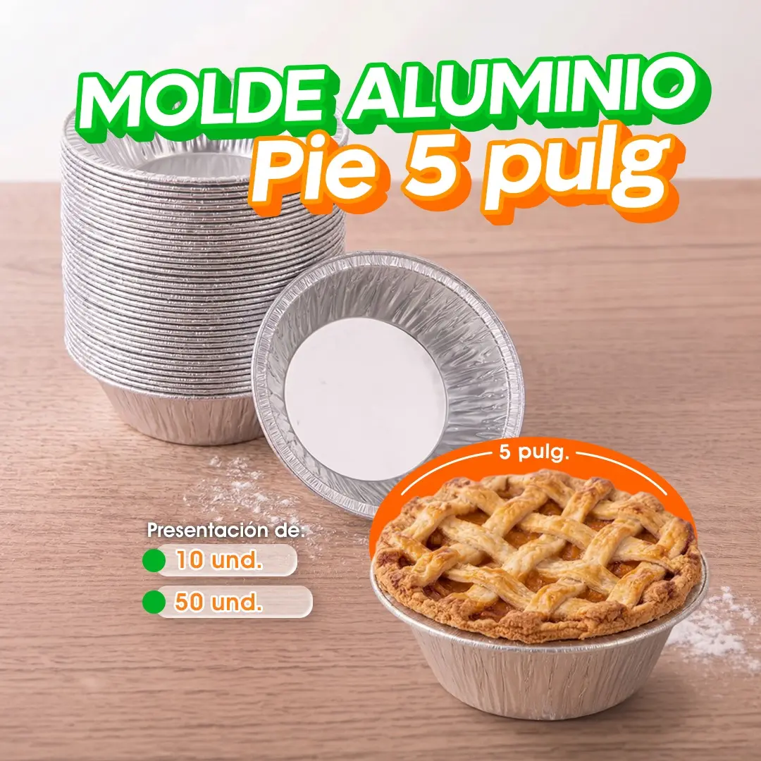 Molde de aluminio redondo número 5 para pie, repostería y pasteles