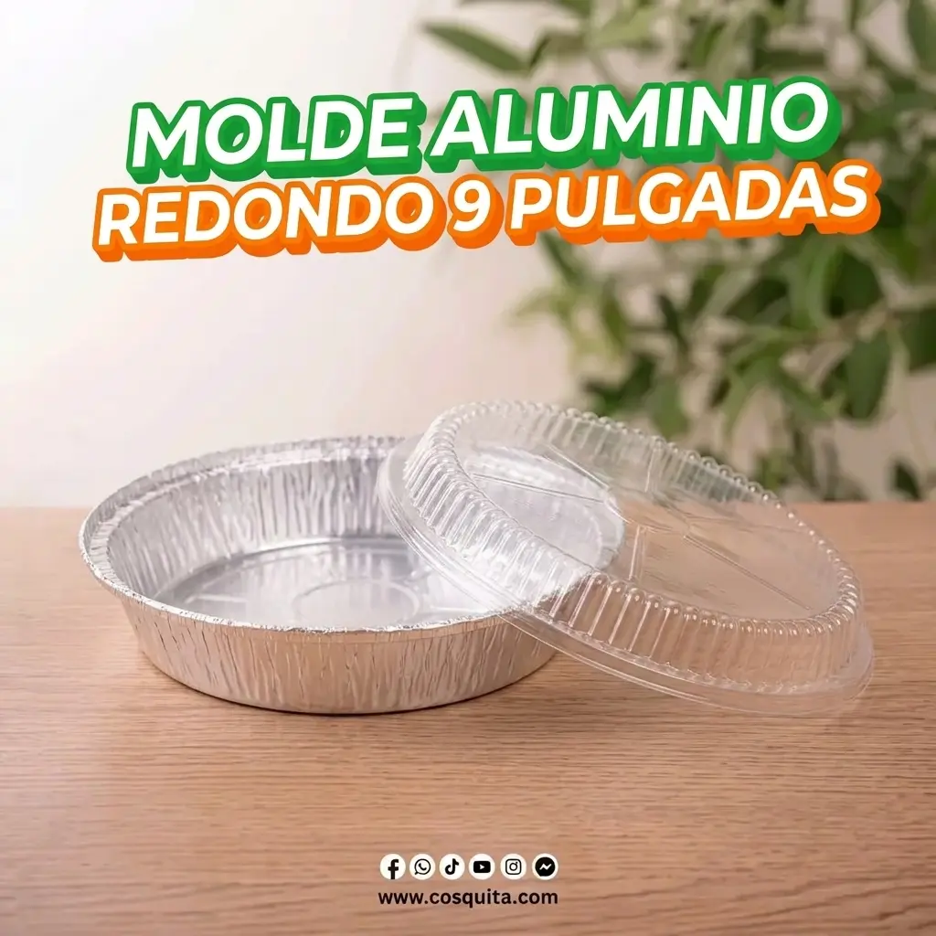 Molde de aluminio redondo de 9 pulgadas para pasteles y repostería