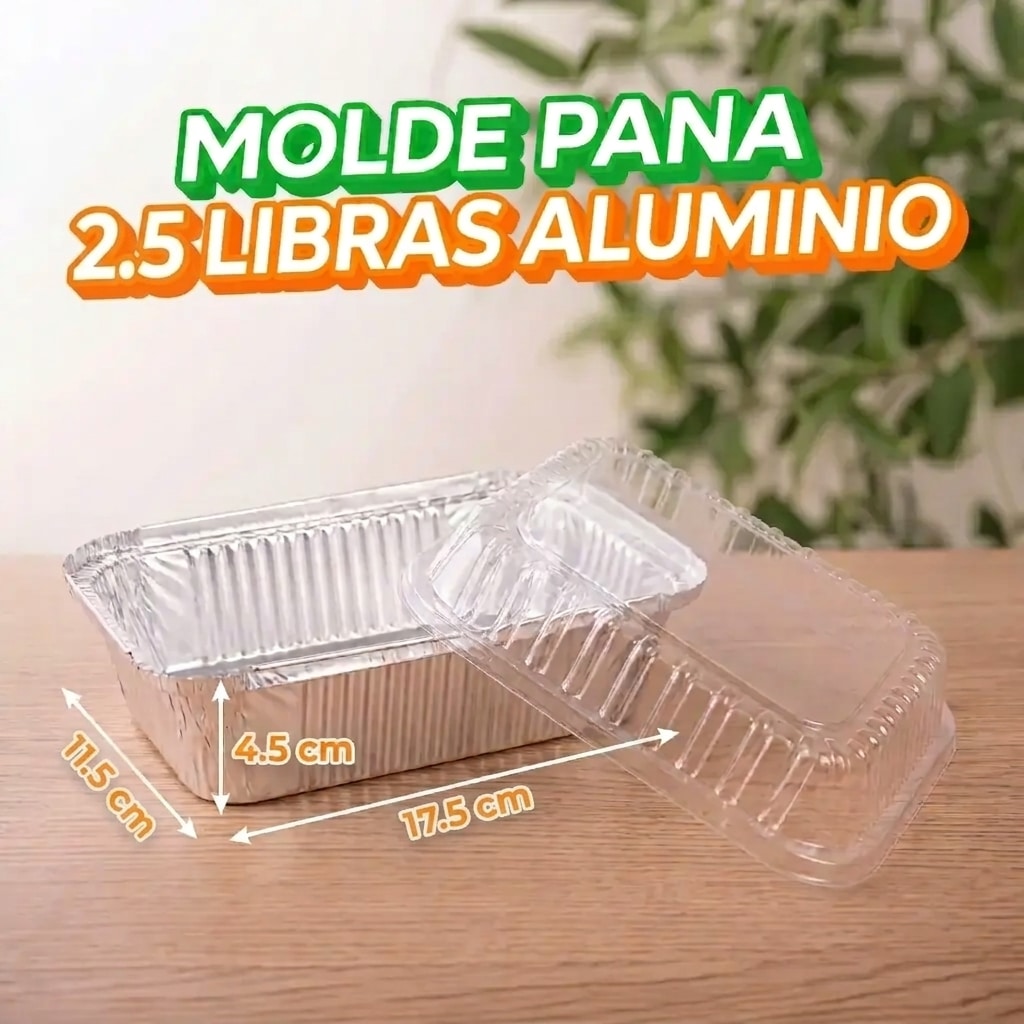 Molde pana 2.5 libras de aluminio para repostería.