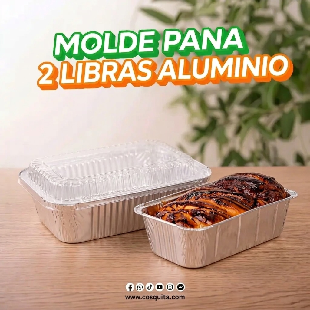 Molde pana 2 libras de aluminio para repostería.