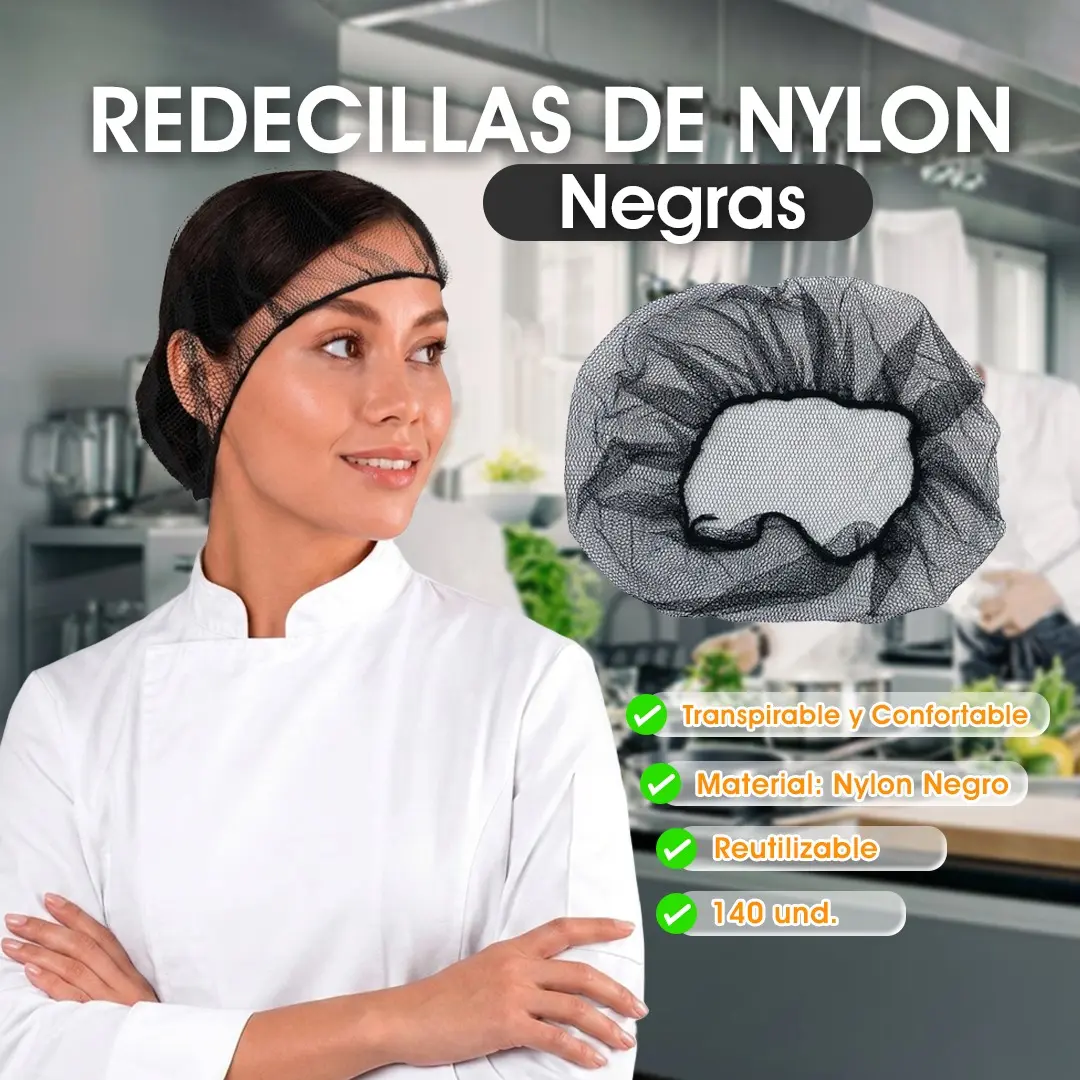 Redecillas de nylon negras caja de 144 unidades
