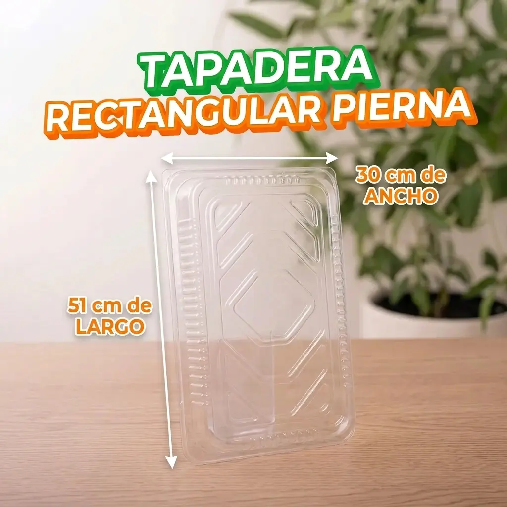 Tapadera rectangular para bandeja pierna de aluminio.