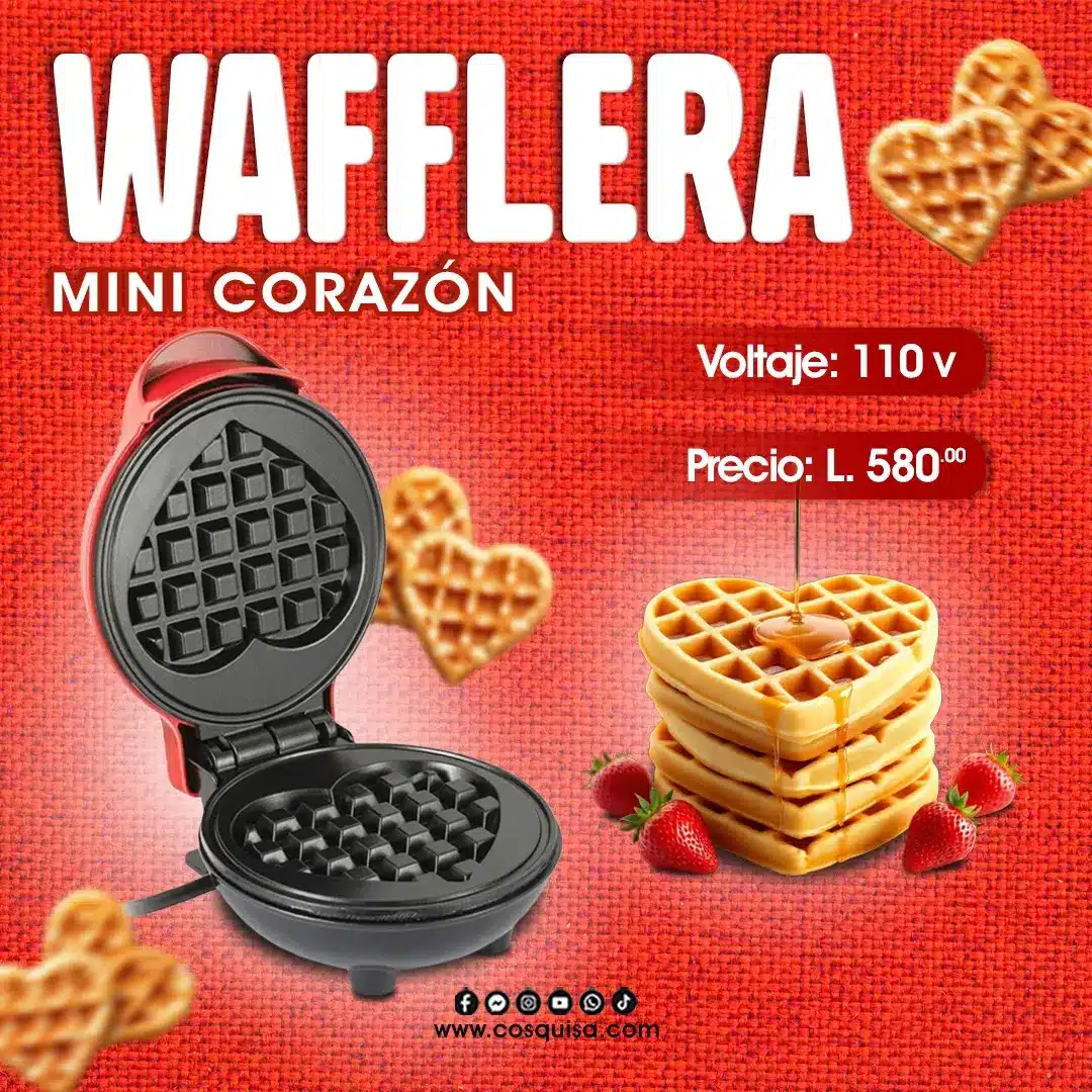 Mini wafflera corazón para preparar waffles – Cosquisa