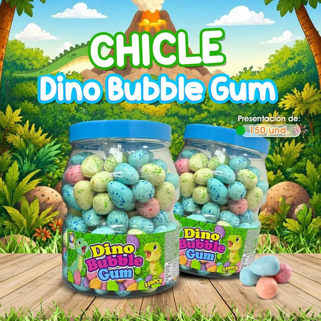 Chicle Dino Bubble Gum disponible en Cosquisa Honduras