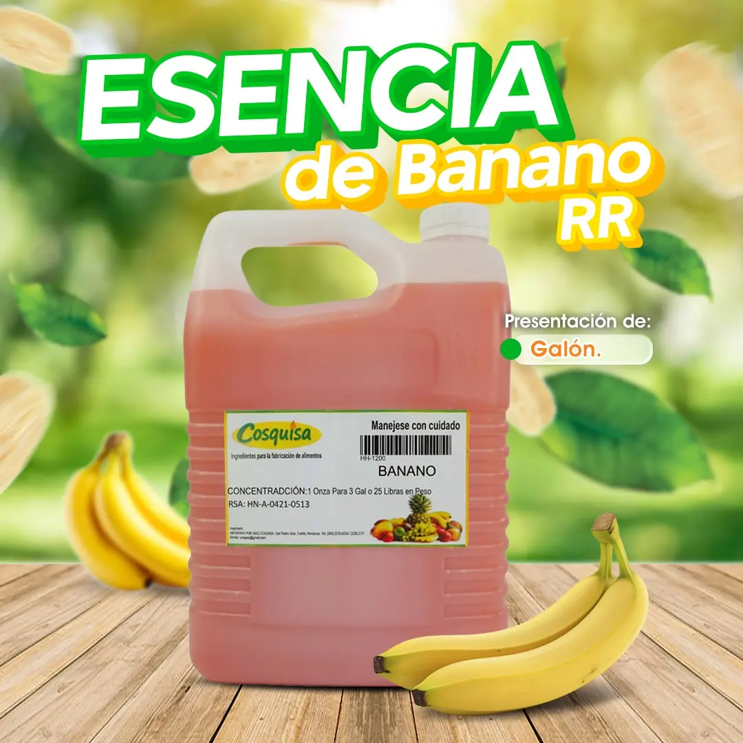 Galón de esencia de banano RR para elaborar juguitos/refrescos