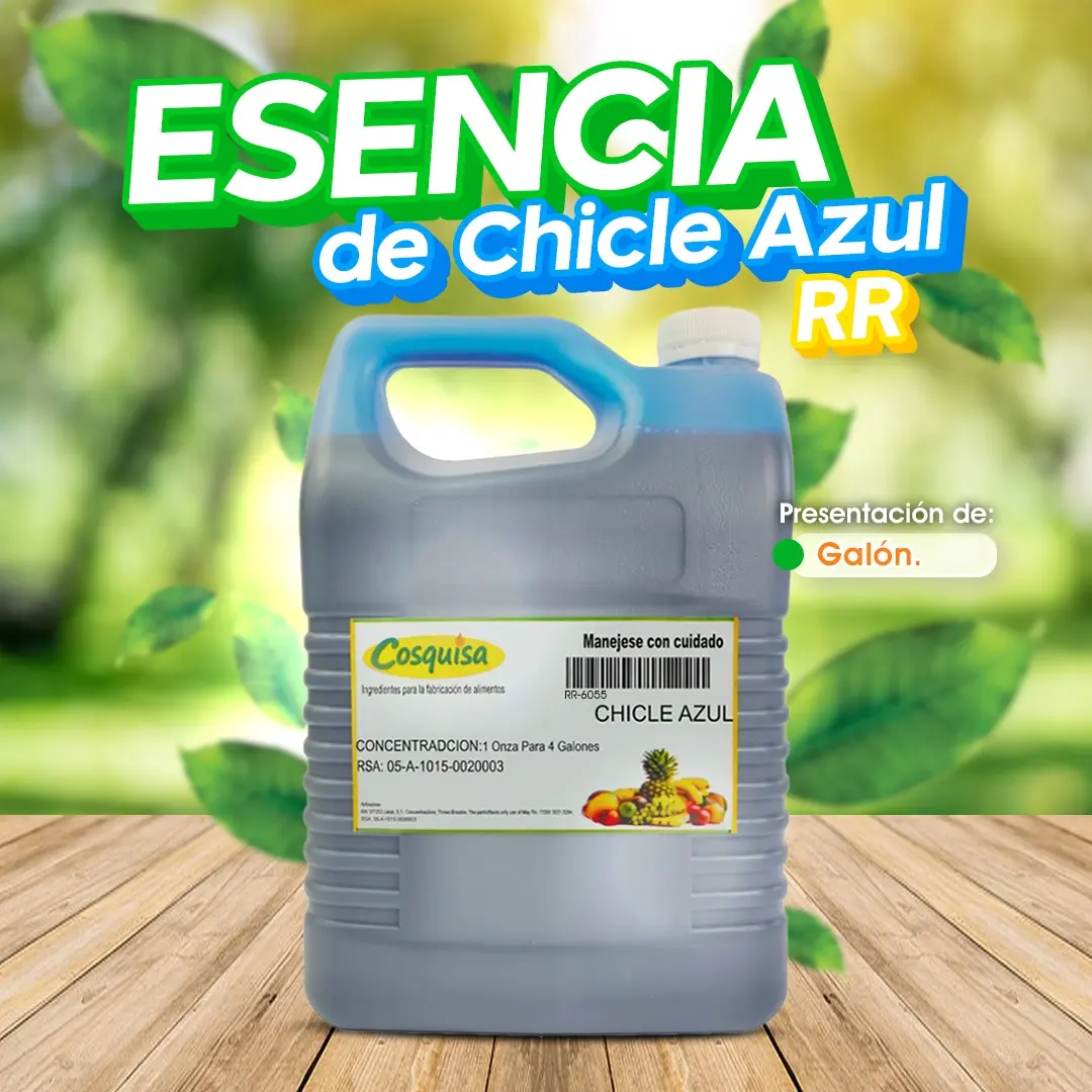 Esencia de chicle azul RR de galón para juguitos y refrescos | Cosquisa