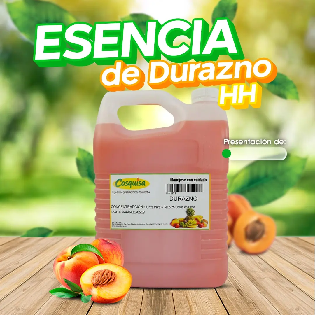 Esencia de durazno HH de galón para helados | Cosquisa