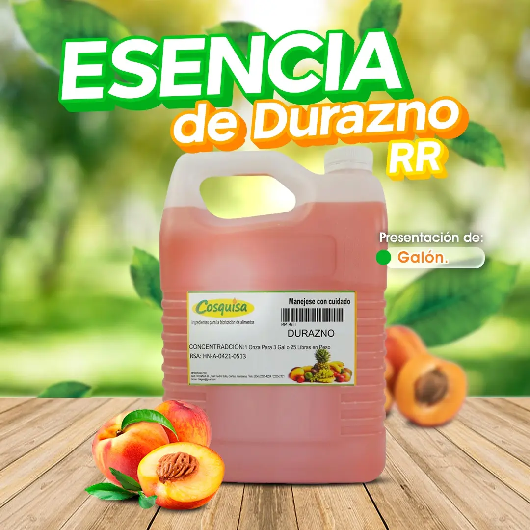 Esencia de durazno RR de galón para juguitos y refrescos | Cosquisa