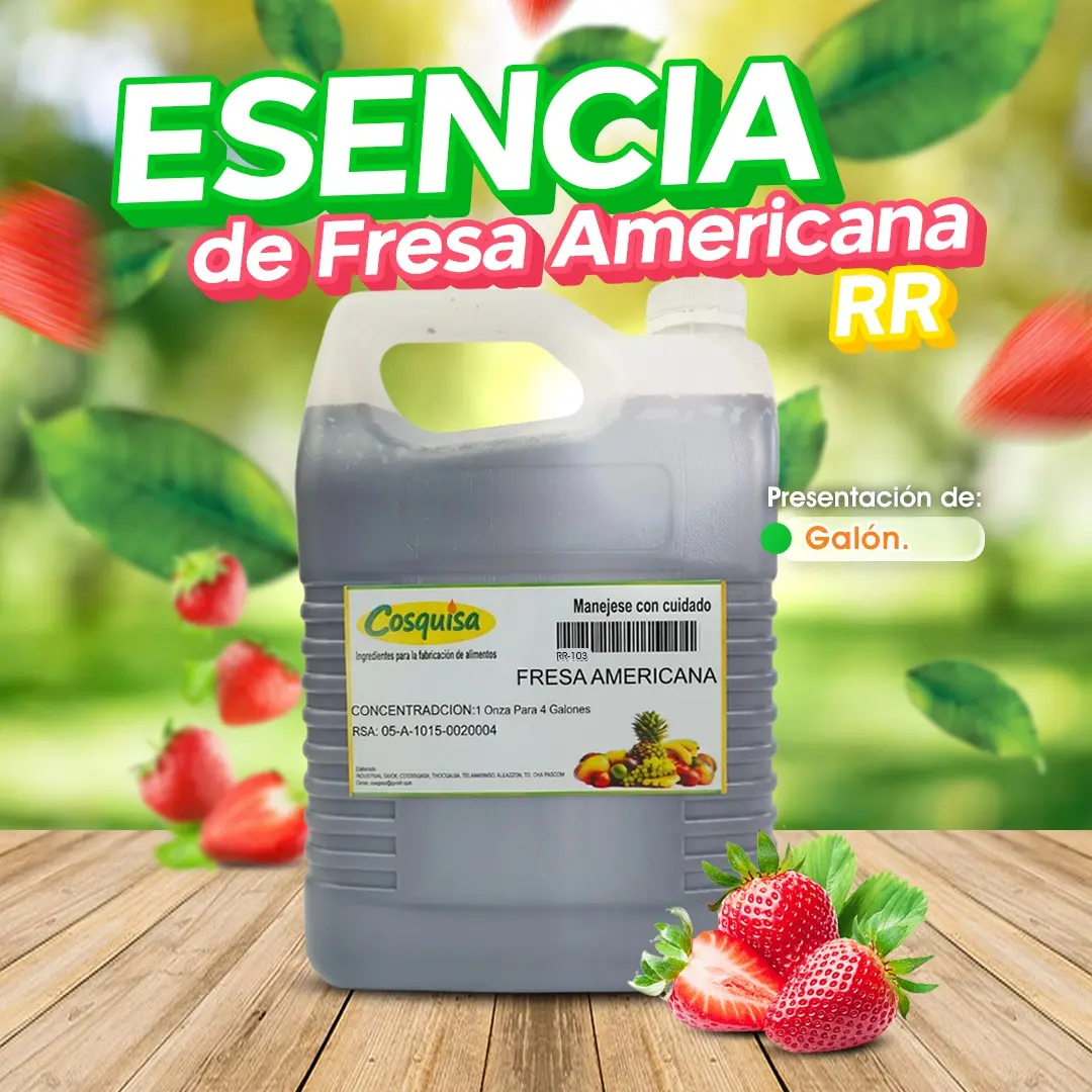 Esencia de fresa americana RR para juguitos y refrescos | Cosquisa