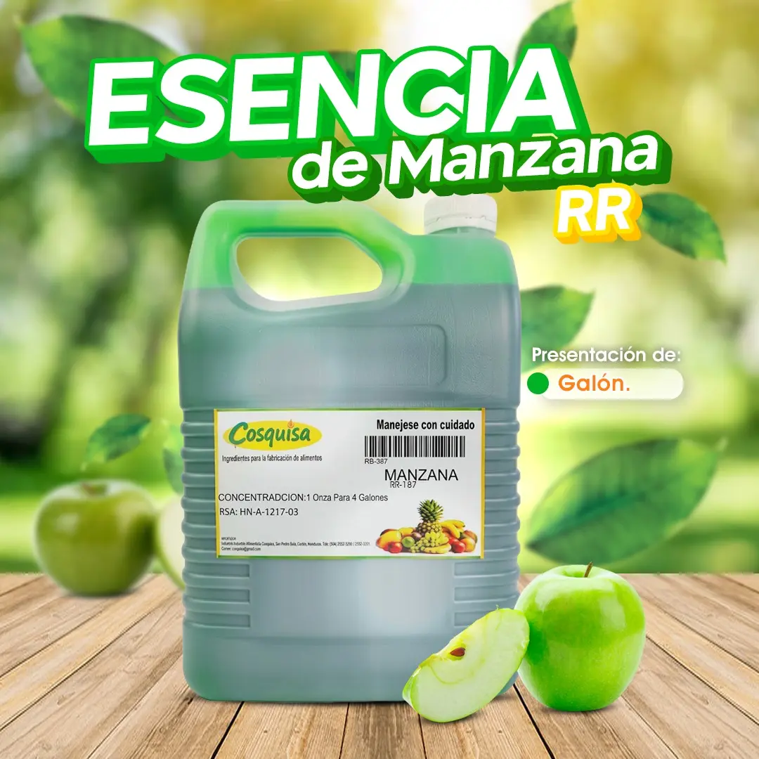 Esencia de manzana RR de galón para juguitos y refrescos | Cosquisa