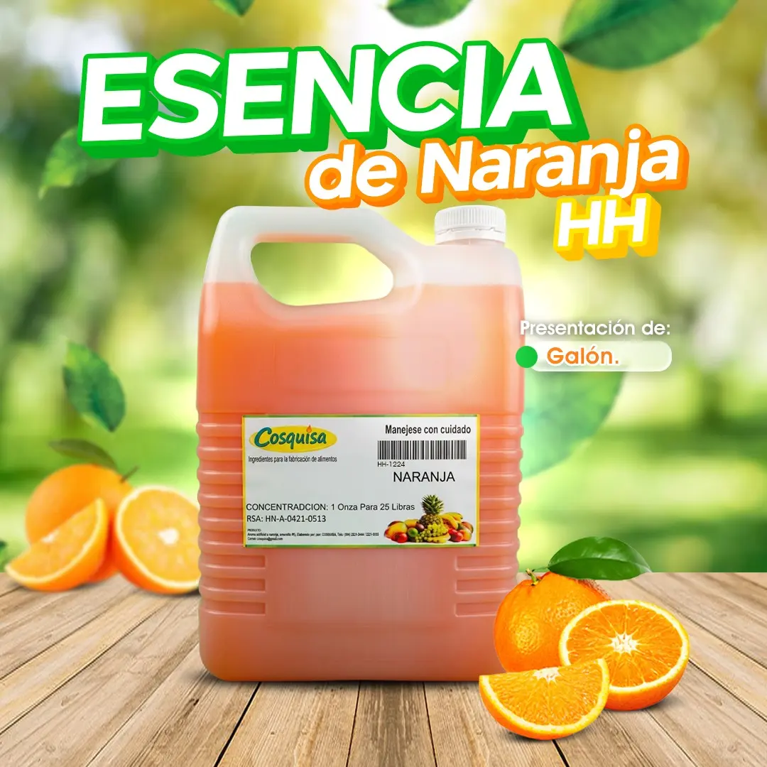 Galón de esencia de naranja HH para elaborar helados