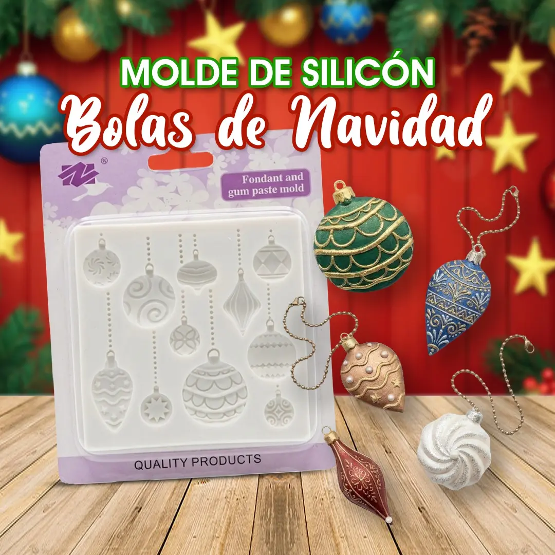 Molde de silicón de pelotas de Navidad para repostería | Cosquisa