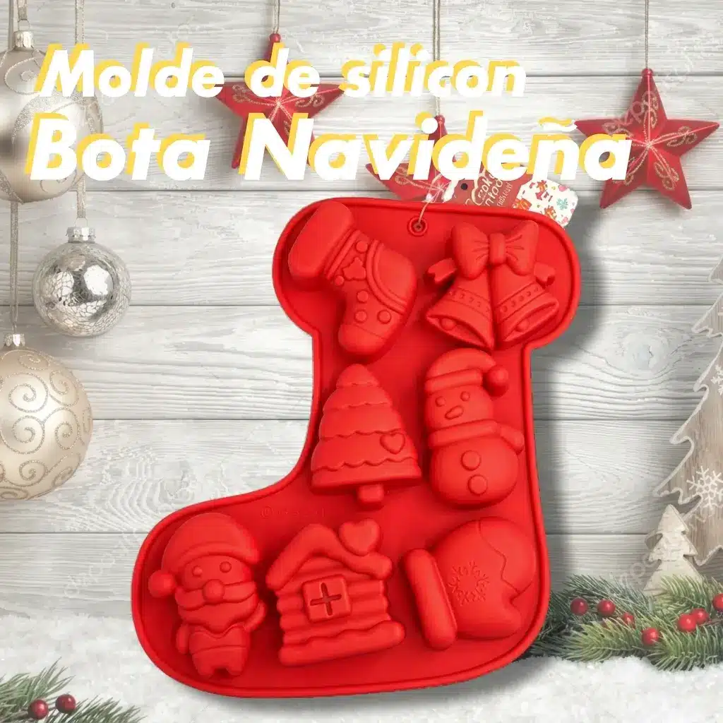 Molde de silicón de bota navideña para repostería | Cosquisa