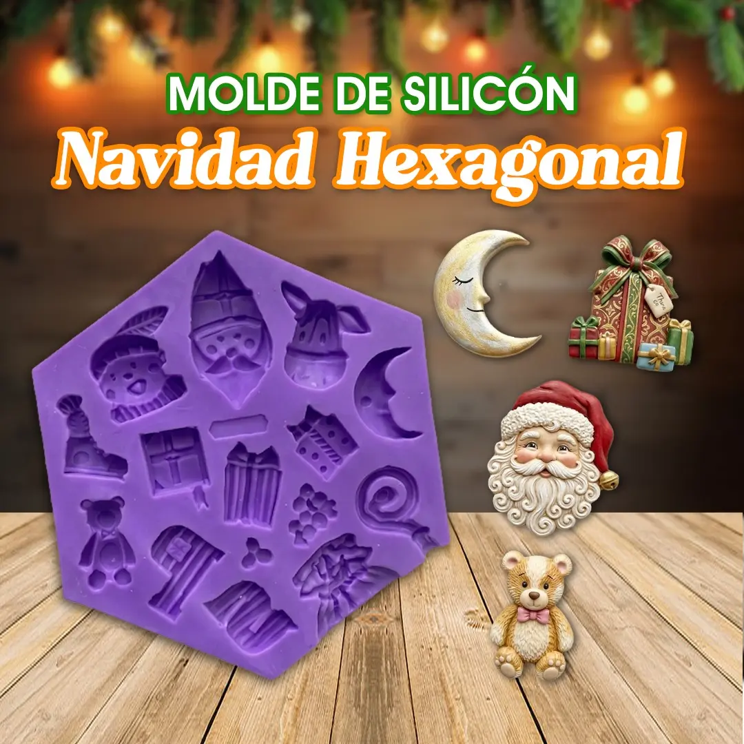 Molde de silicón hexagonal de Navidad para repostería | Cosquisa