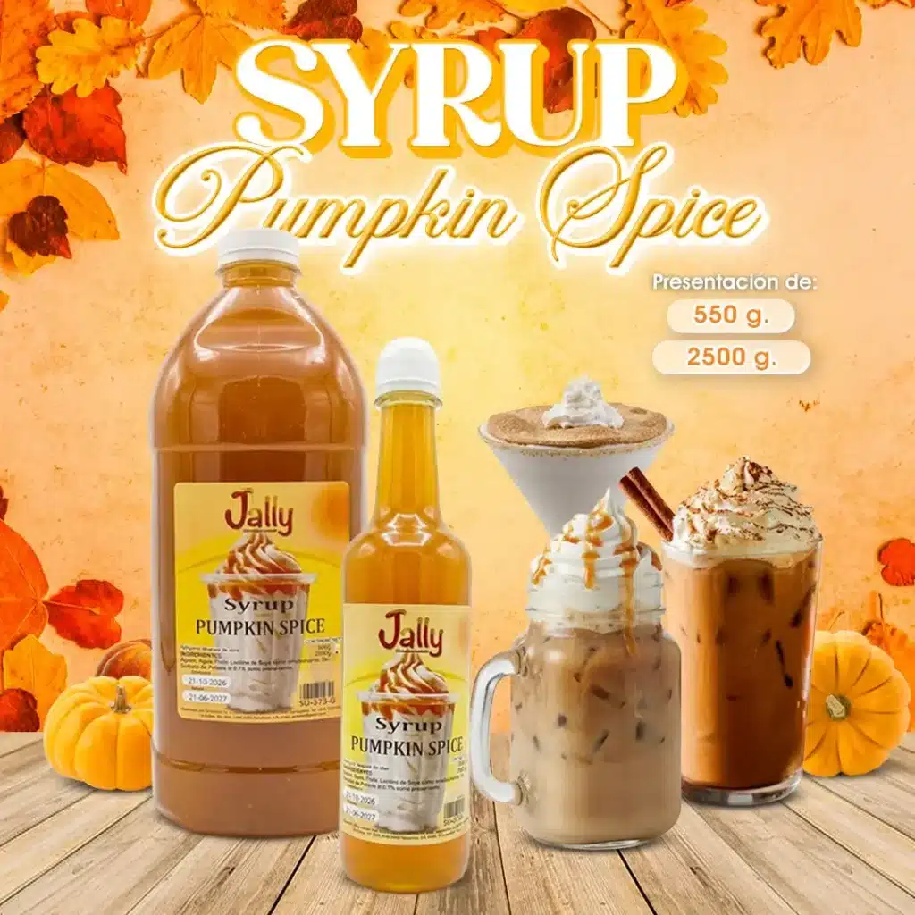 Syrup Pumpkin Spice en presenctación de 550 g y 2500 g.