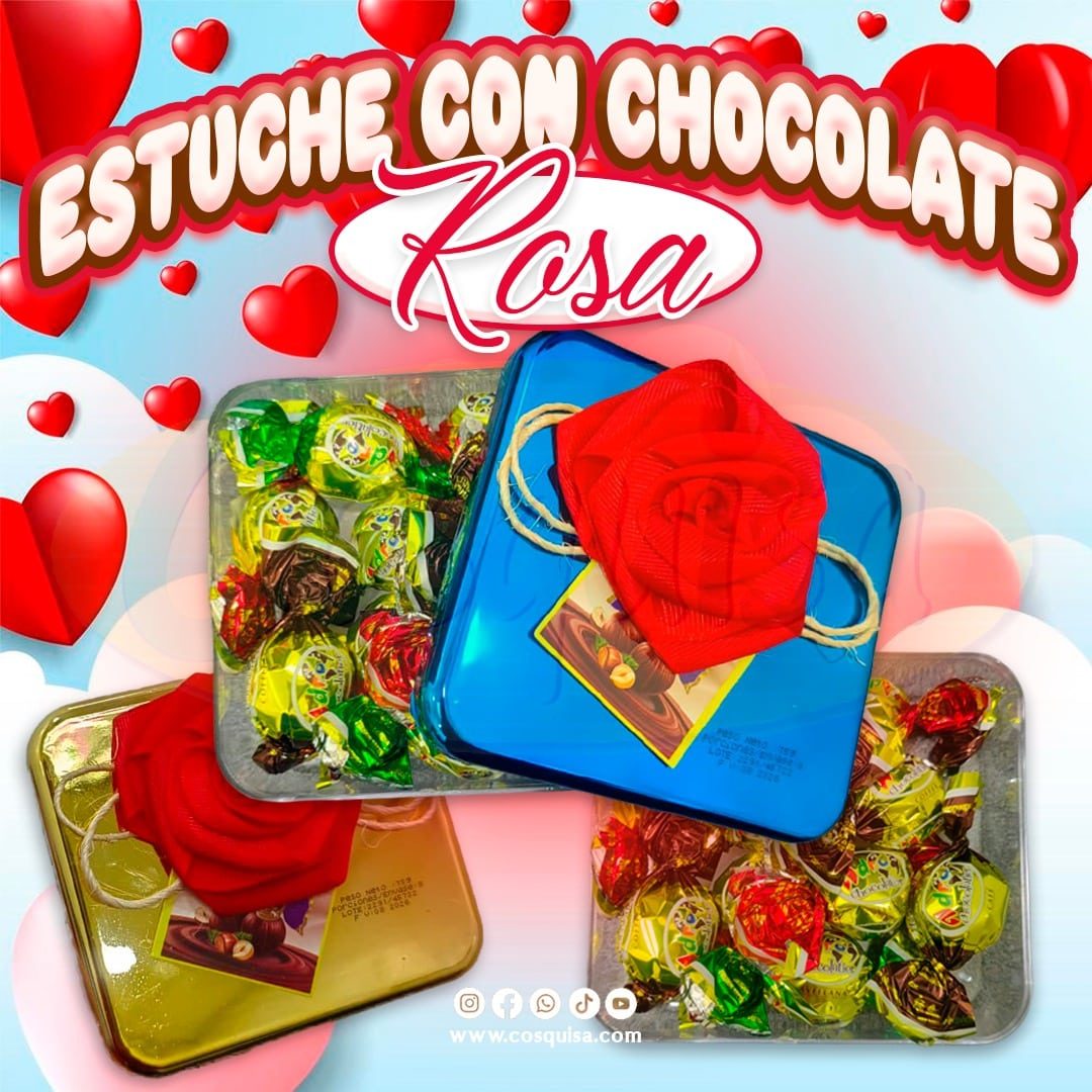 Estuche con Chocolates y una Rosa