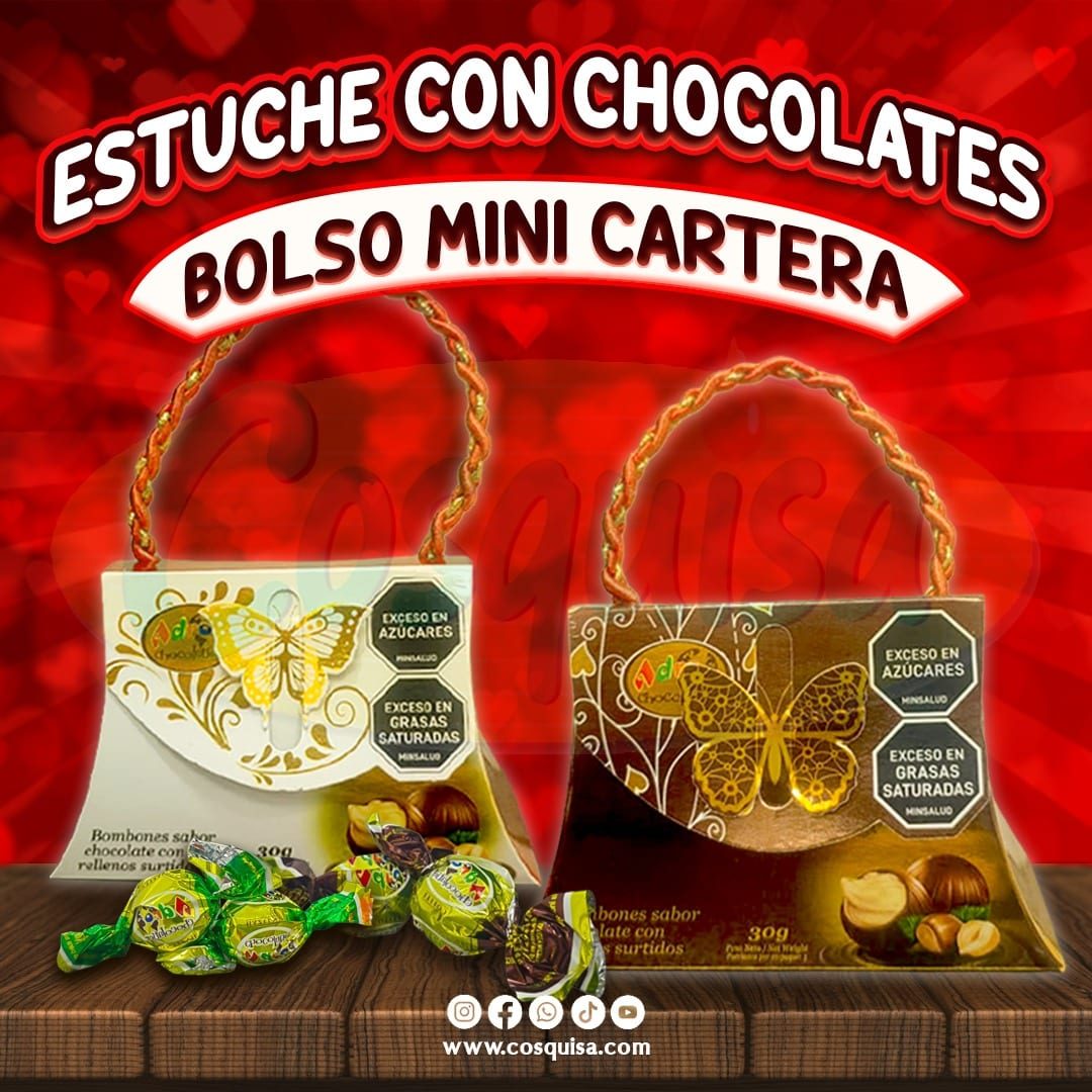 Estuche con Chocolates Bolso Mini Cartera